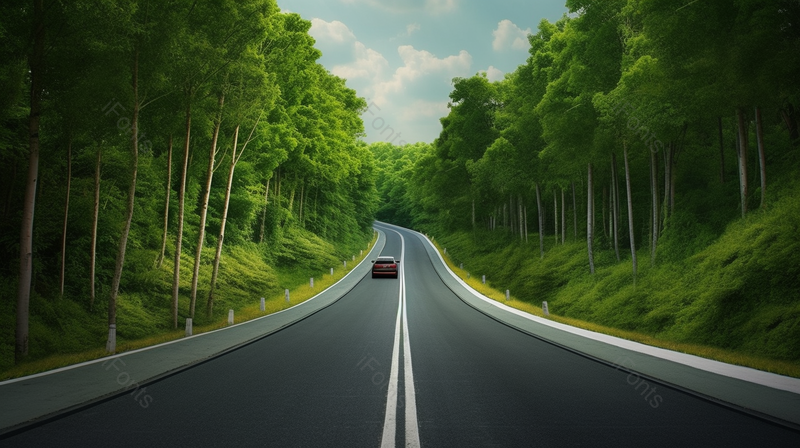 蓝天白云下空旷的道路公路旅行出发,高清,摄影图,摄影图片,图片大全,摄影图免费下载